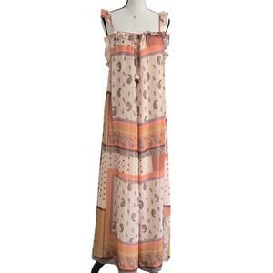 Zara Maxi Dress Boho Paisley Patchwork Print Sz M Resortwear Beach NWT Romantic